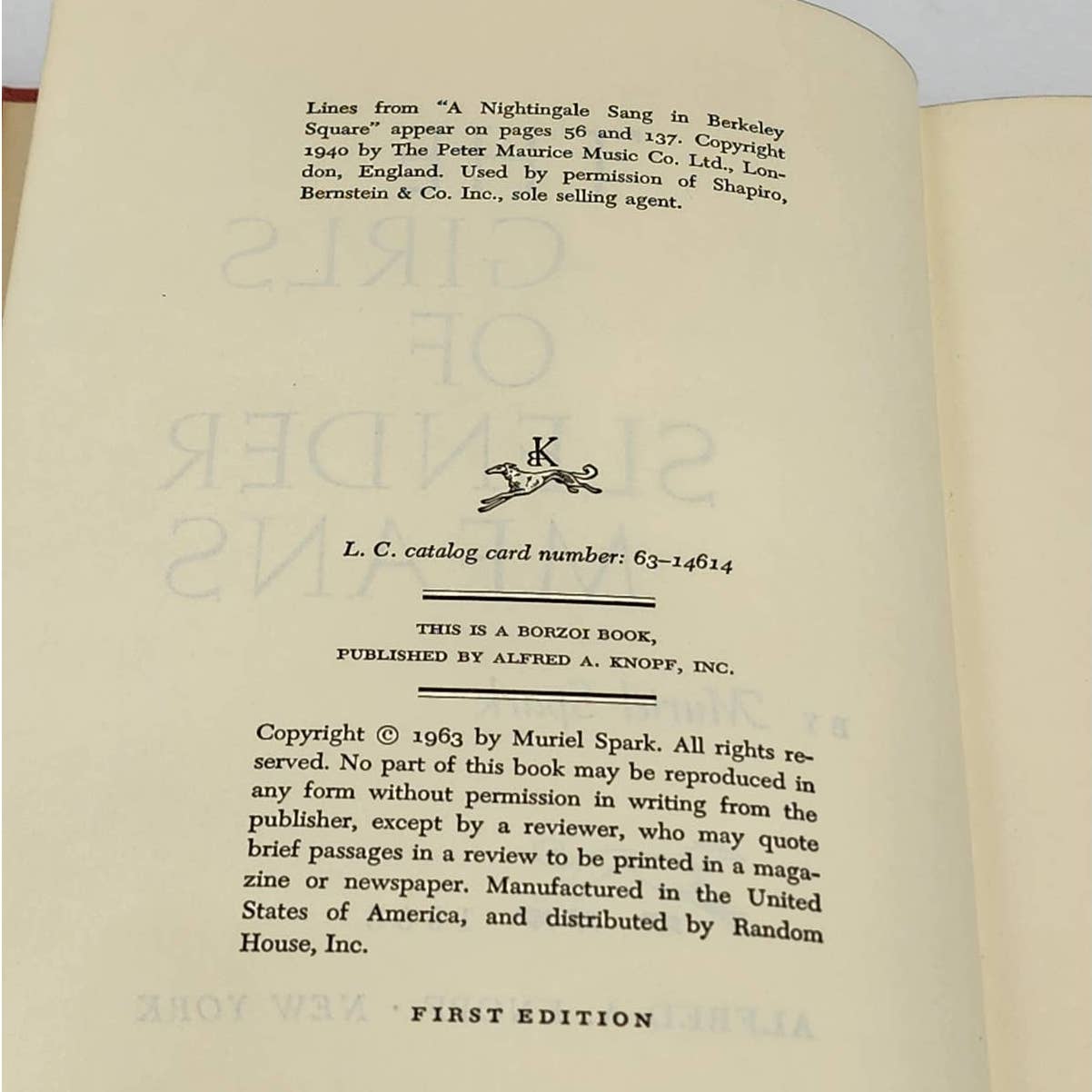 The Girls Of Slender By Muriel Spark First Edition Hardcover Vintage 1960