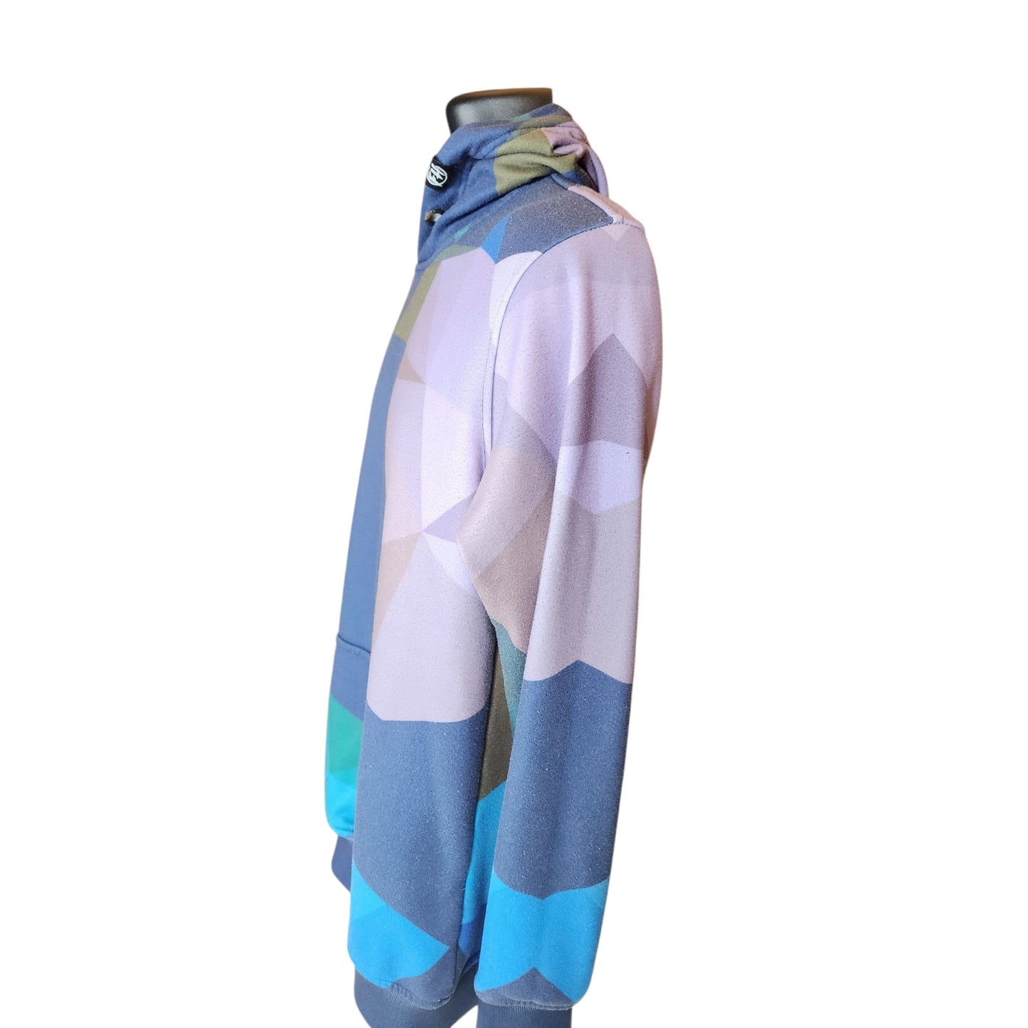 Fresh Hoods Hoodie Mens Medium Blue Purple Geometric Kangaroo Pocket Streetwear