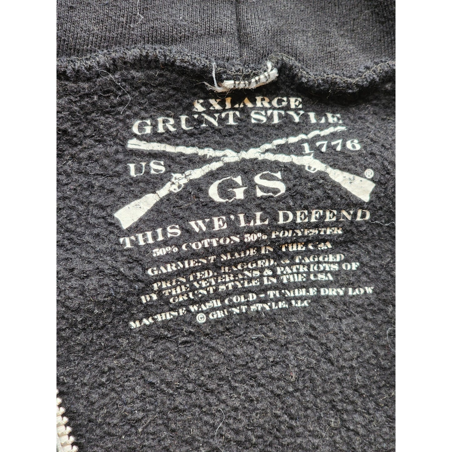 Grunt Style Hoodie Mens XXL Zip Skull Ace Patriotic USA Military Veteran Flag