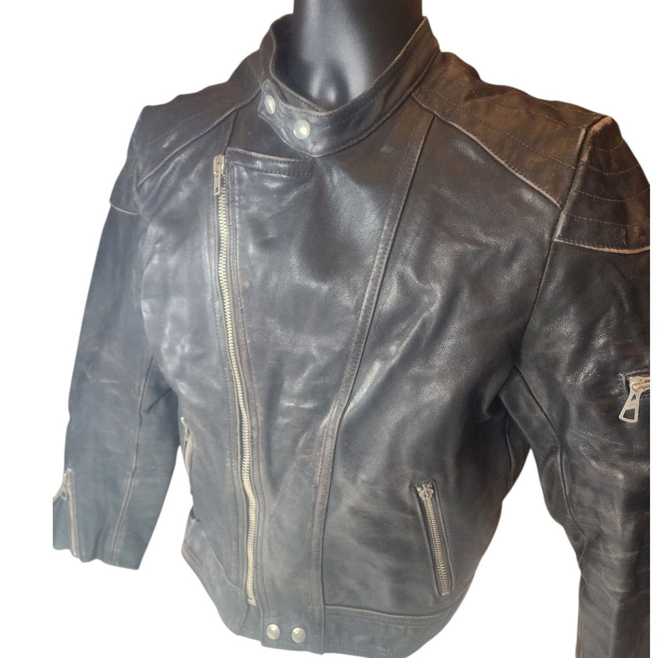 Vintage Harro Biker Jacket Women Small Men XS Youth XL Motorcycle Leather Cafe