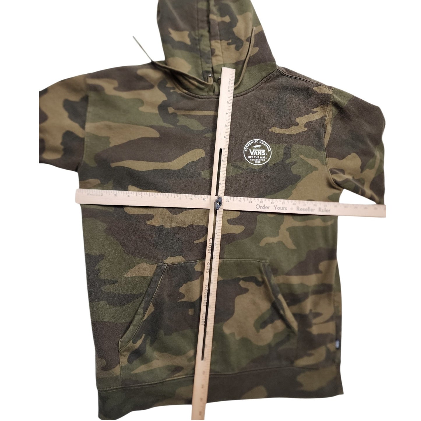VANS Hoodie Large Camo Pullover Off Wall Skate Streetwear Y2K Kangaroo Pocket