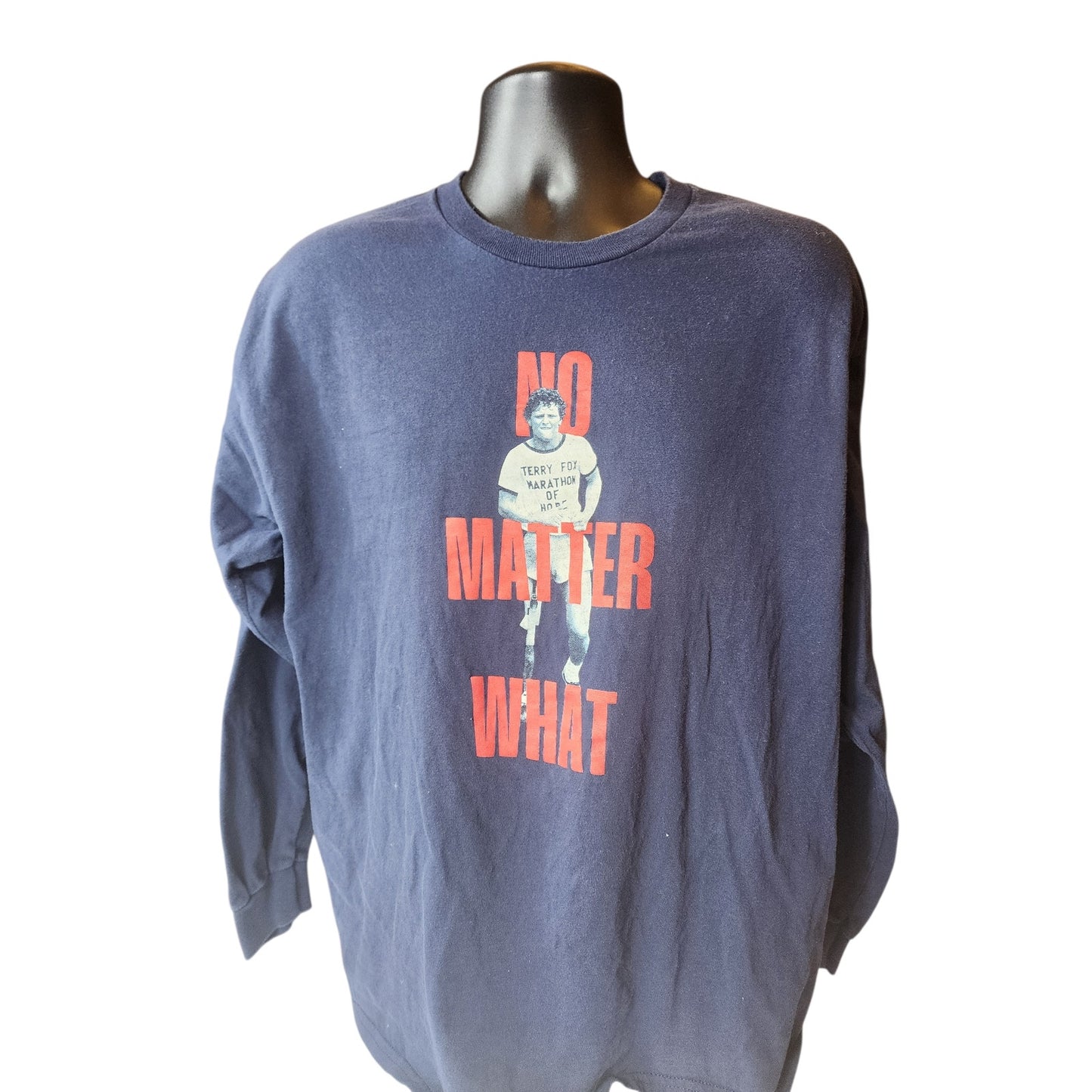 Adidas Terry Fox Run Long Sleeve Shirt Mens XL No Matter What Graphic Tee