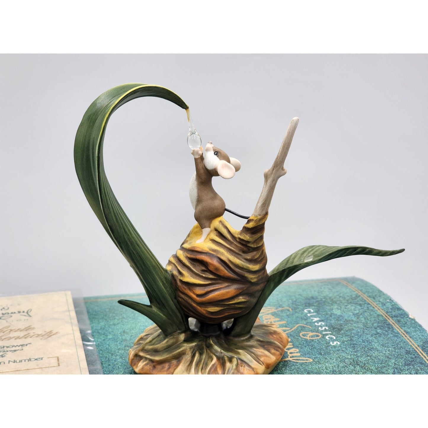 WDCC Bambi "Little April Shower" Field Mouse 50th Anniversary Raindrop Box COA