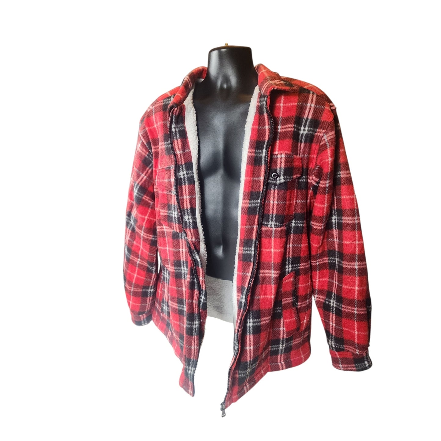 Port Nova Plaid Sherpa Zip Shirt Jacket Men XL Flannel Buffalo Hiking Lumberjack