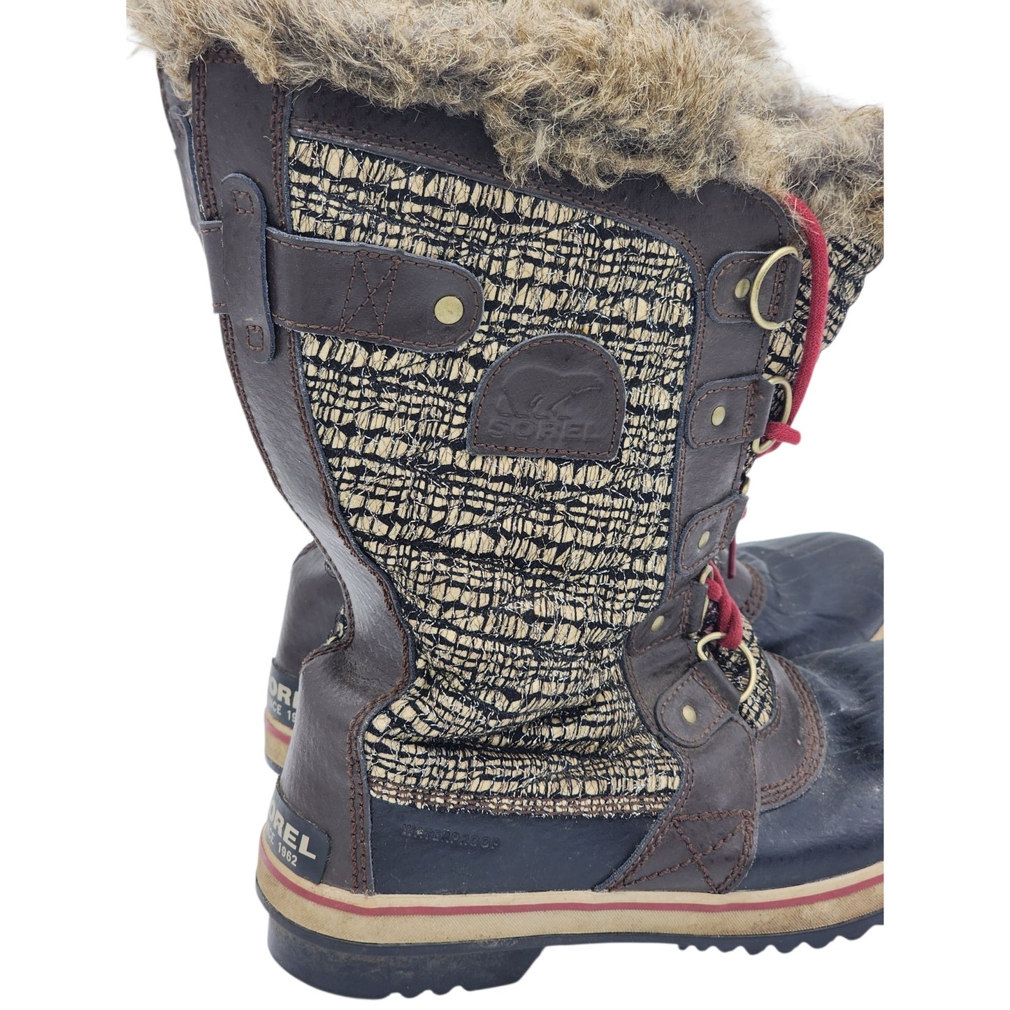 Sorel Tofino Boots Womens 9 Faux Fur Waterproof Winter Snow NL2388-231 Gorpcore