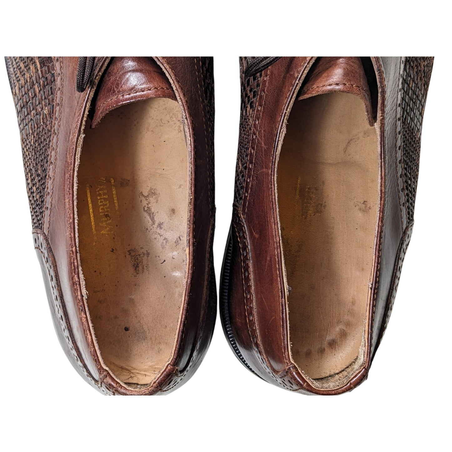 Johnston & Murphy Shoes Mens 7M Leather Woven Oxford Dress Wingtip Cap Toe Italy
