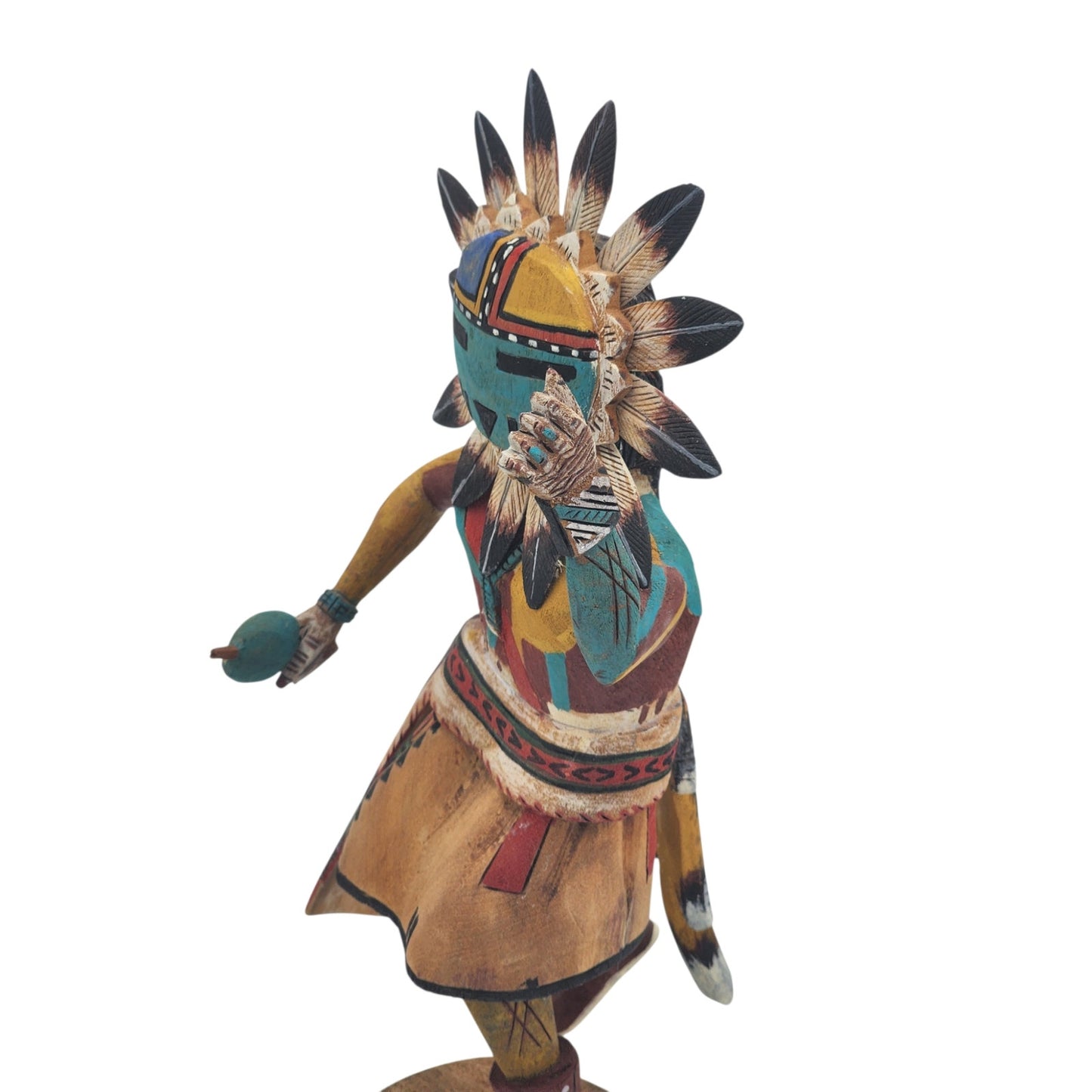 Kachina Tawa Sun Signed R Duwyenie Native American Southwest Art Hand Carved 12"