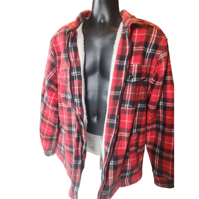 Port Nova Plaid Sherpa Zip Shirt Jacket Men XL Flannel Buffalo Hiking Lumberjack