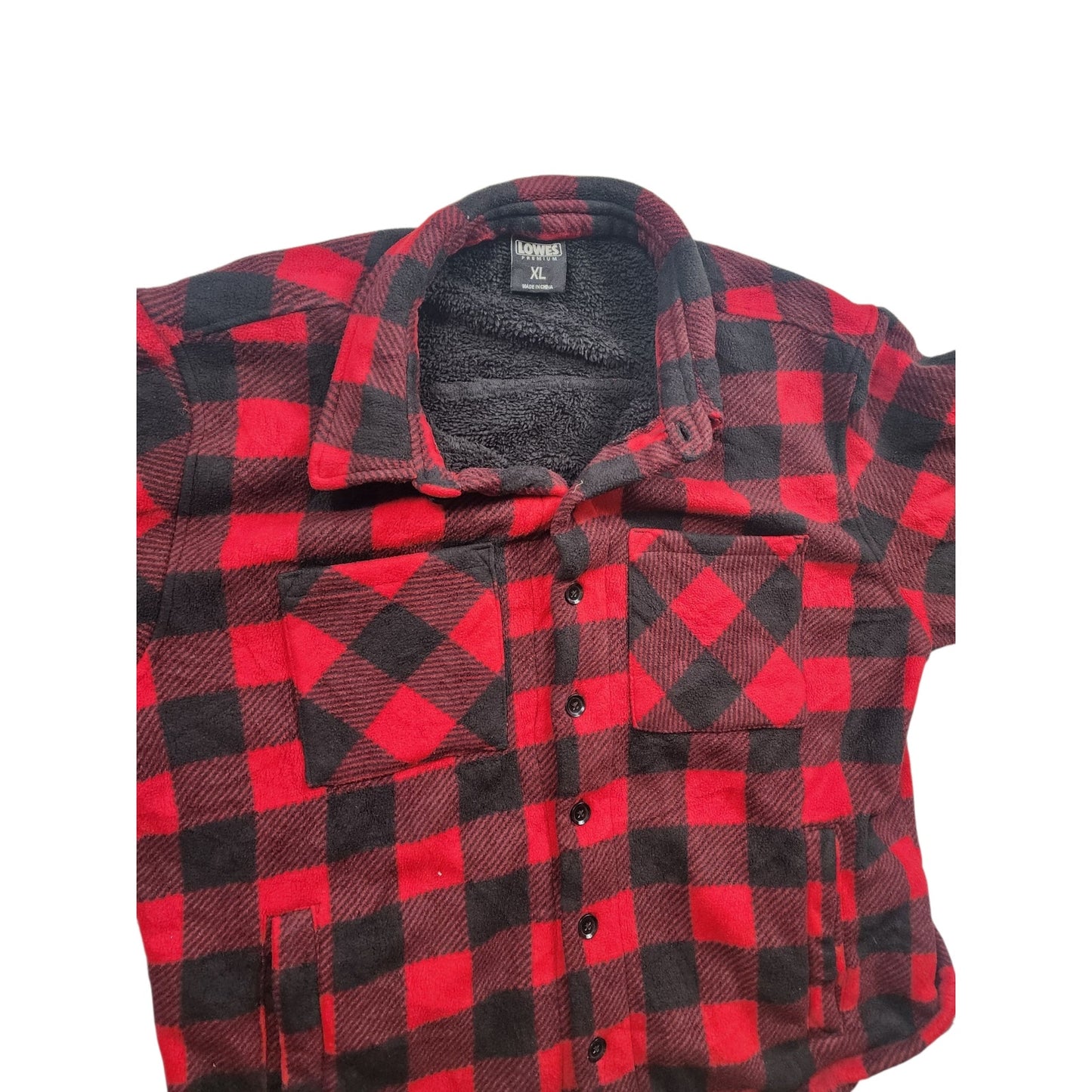 Lowes Premium Flannel Shirt XL Sherpa Jacket Lumberjack Shacket Cozy Work Hiking