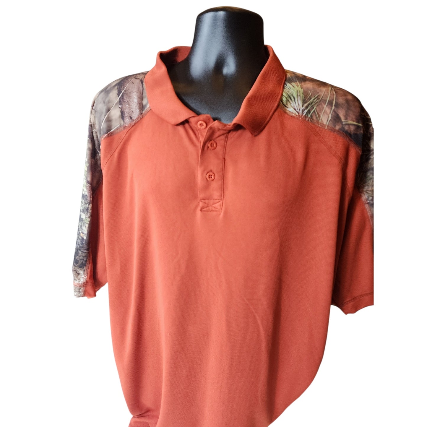 Guide Gear Polo Shirt Men 3XL Camo Shoulder Rust Orange Performance Hunting Golf