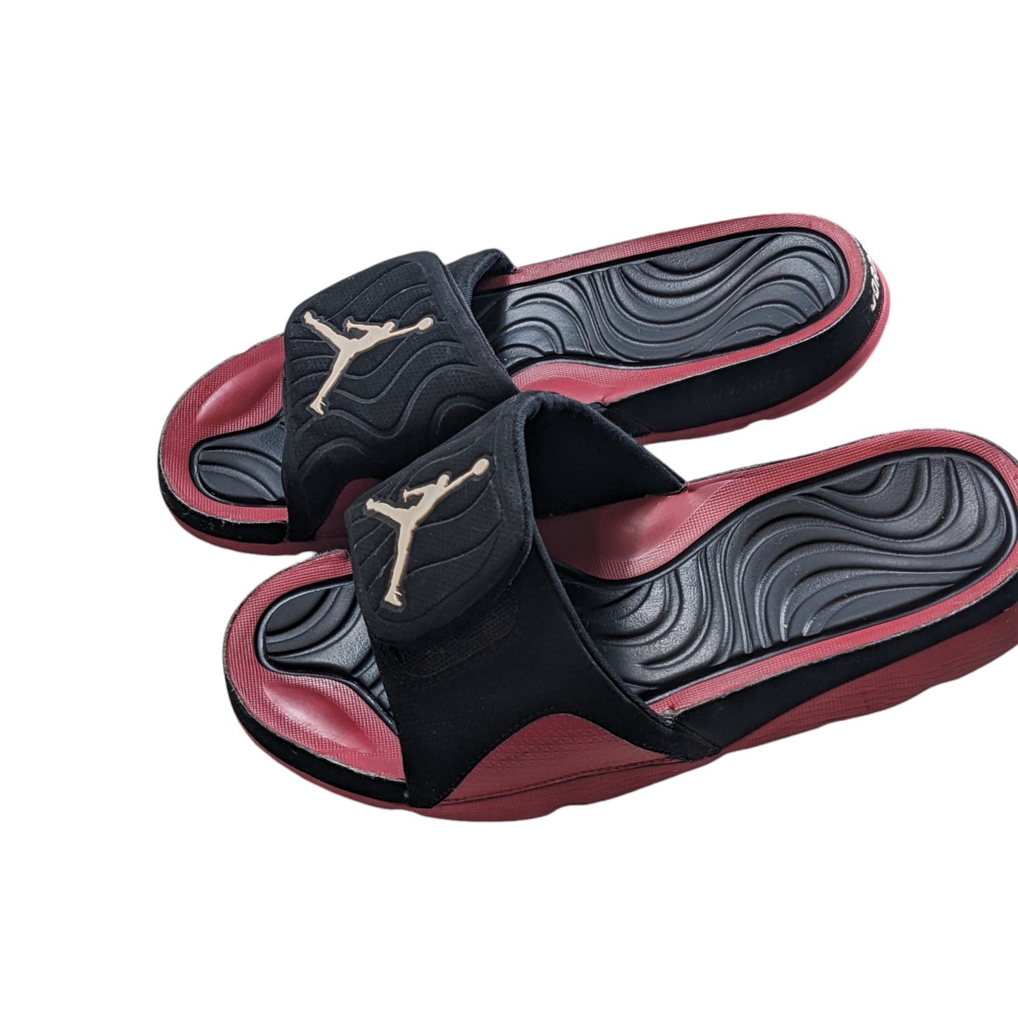 Nike Air Jordan Slides Sandals Mens 8 Black Red Adjust Strap Summer 705163-001