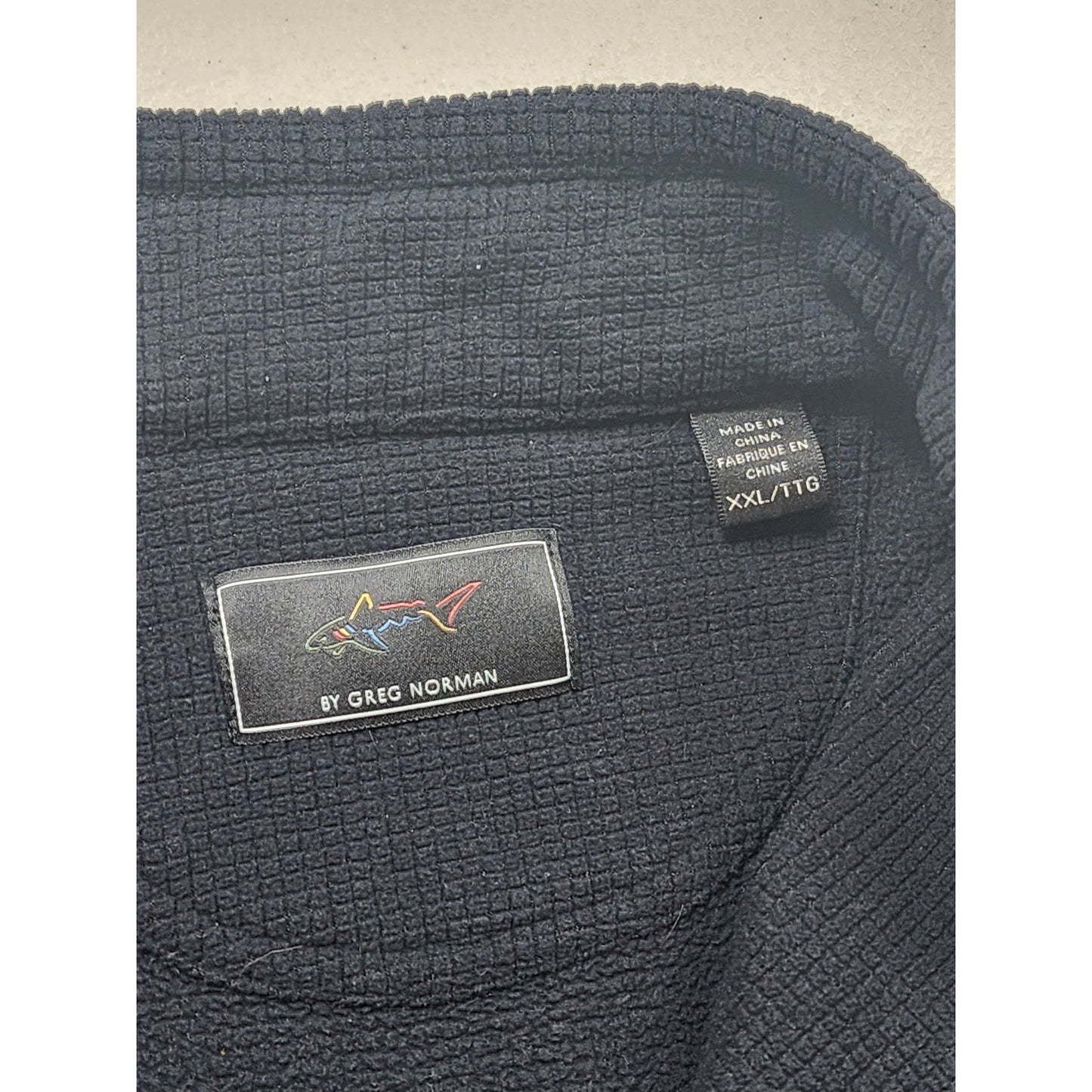 Greg Norman Sweater Men XXL Pullover Zip Black Shark Logo Golf Fleece Sweatshirt