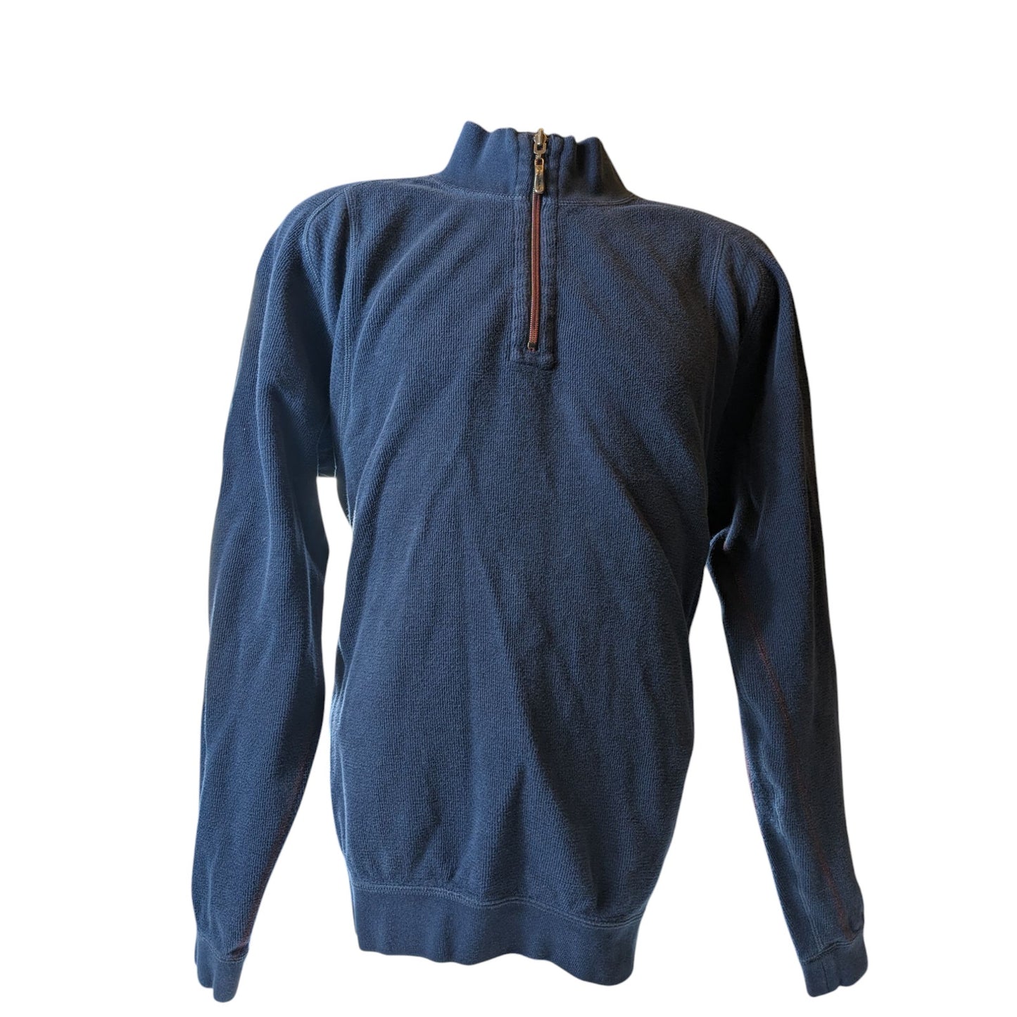Tommy Bahama Pullover Sweatshirt Mens Large Zip Navy Blue Fleece Preppy Warm
