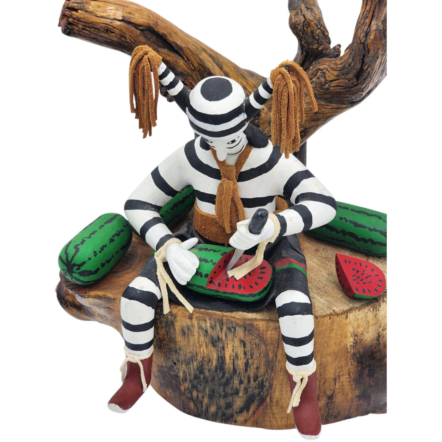 Kachina Southwestern Native American Style Koshare Clown Watermelon Wood Carving