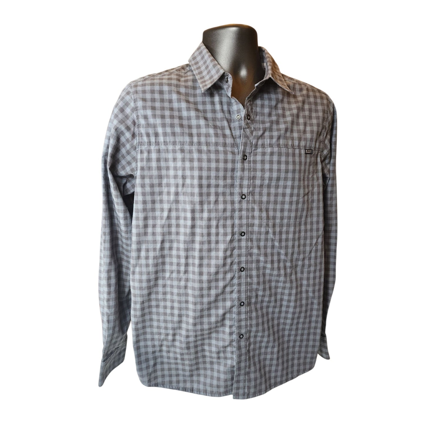 5.11 Tactical Mens Small Gray Plaid Long Sleeve Shirt Outdoor Hiking Casual