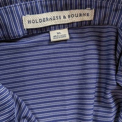 Holderness Bourne Polo Shirt Mens XL Striped Performance Golf Lightweight Active