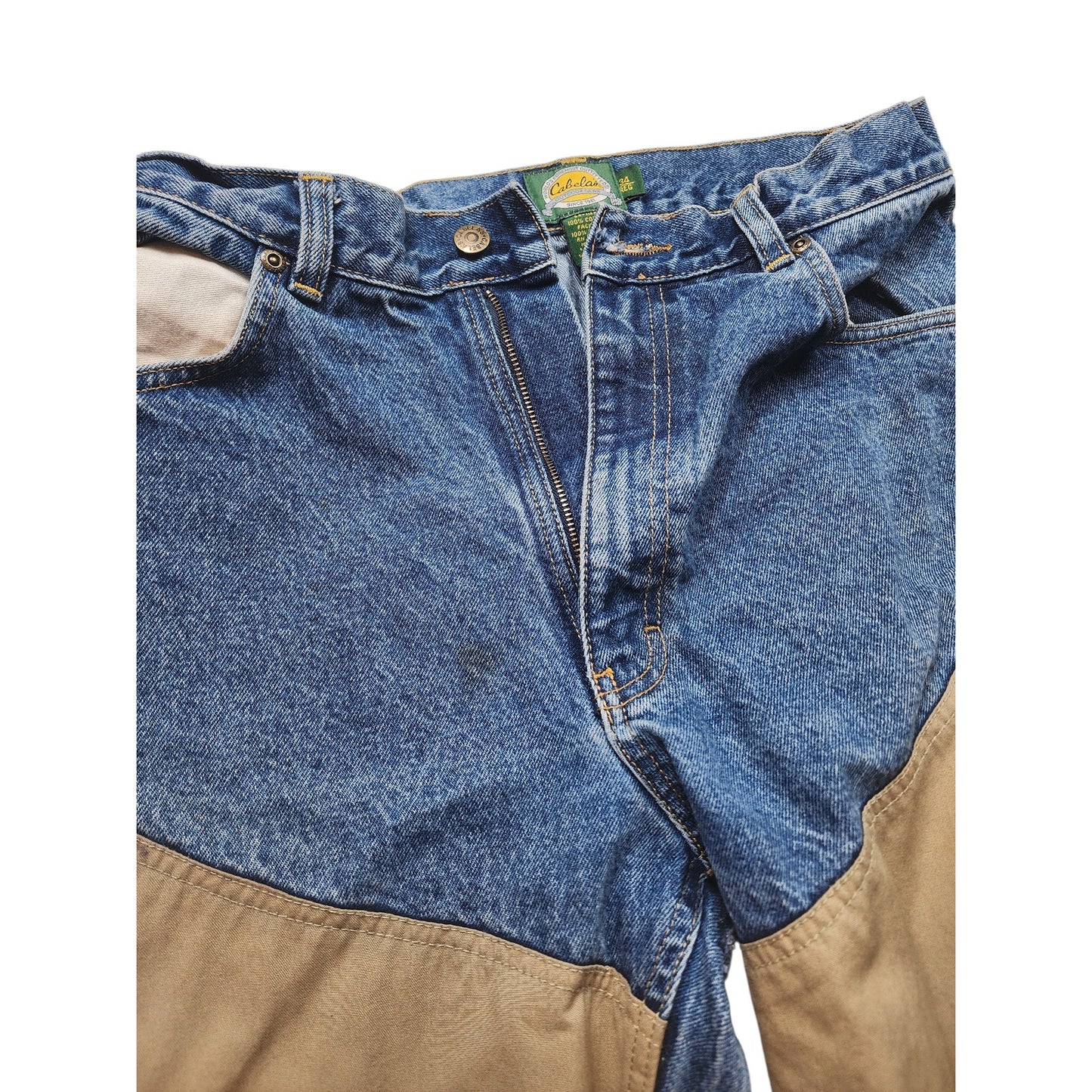 Cabelas Hunting Jeans Mens 34R Denim Canvas Field Pants Work Vintage 94-1125