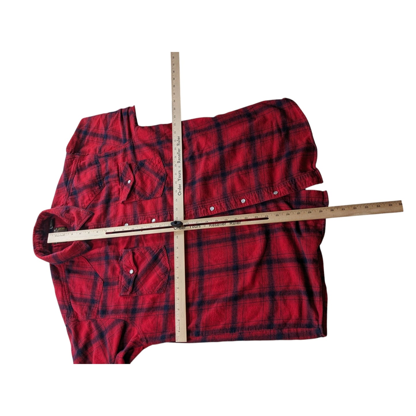 Roper Shirt Men XL Red Plaid Flannel Long Sleeve Western Snap Cowboy Rodeo Ranch