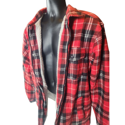Port Nova Plaid Sherpa Zip Shirt Jacket Men XL Flannel Buffalo Hiking Lumberjack