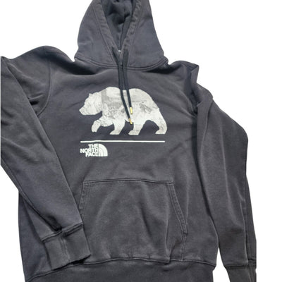 North Face Hoodie Mens Small Womens Medium Bear Graphic Pullover Sweatshirt Y2K