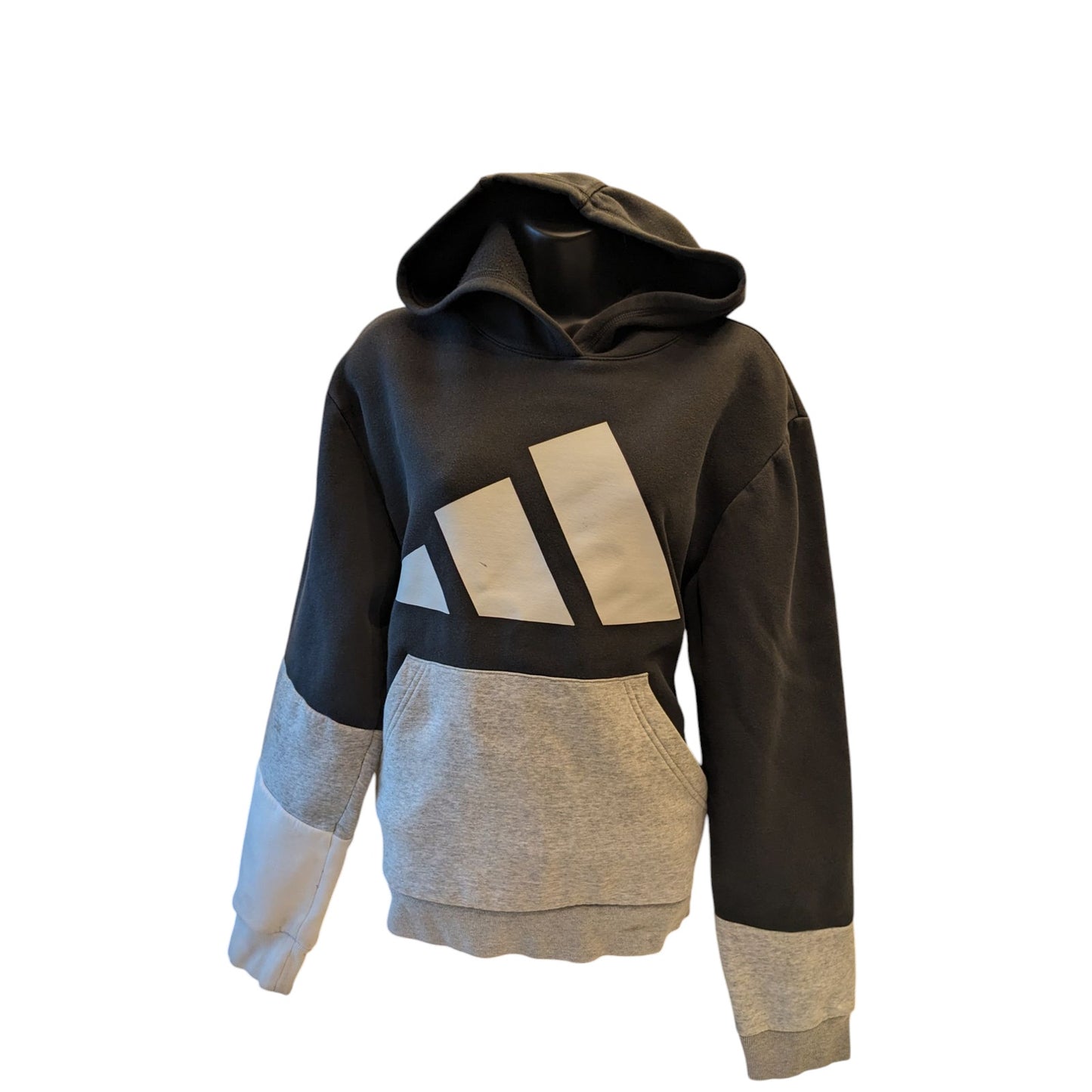 Adidas Hoodie Men Medium Primegreen Colorblock Logo Pullover Sweatshirt Kangaroo