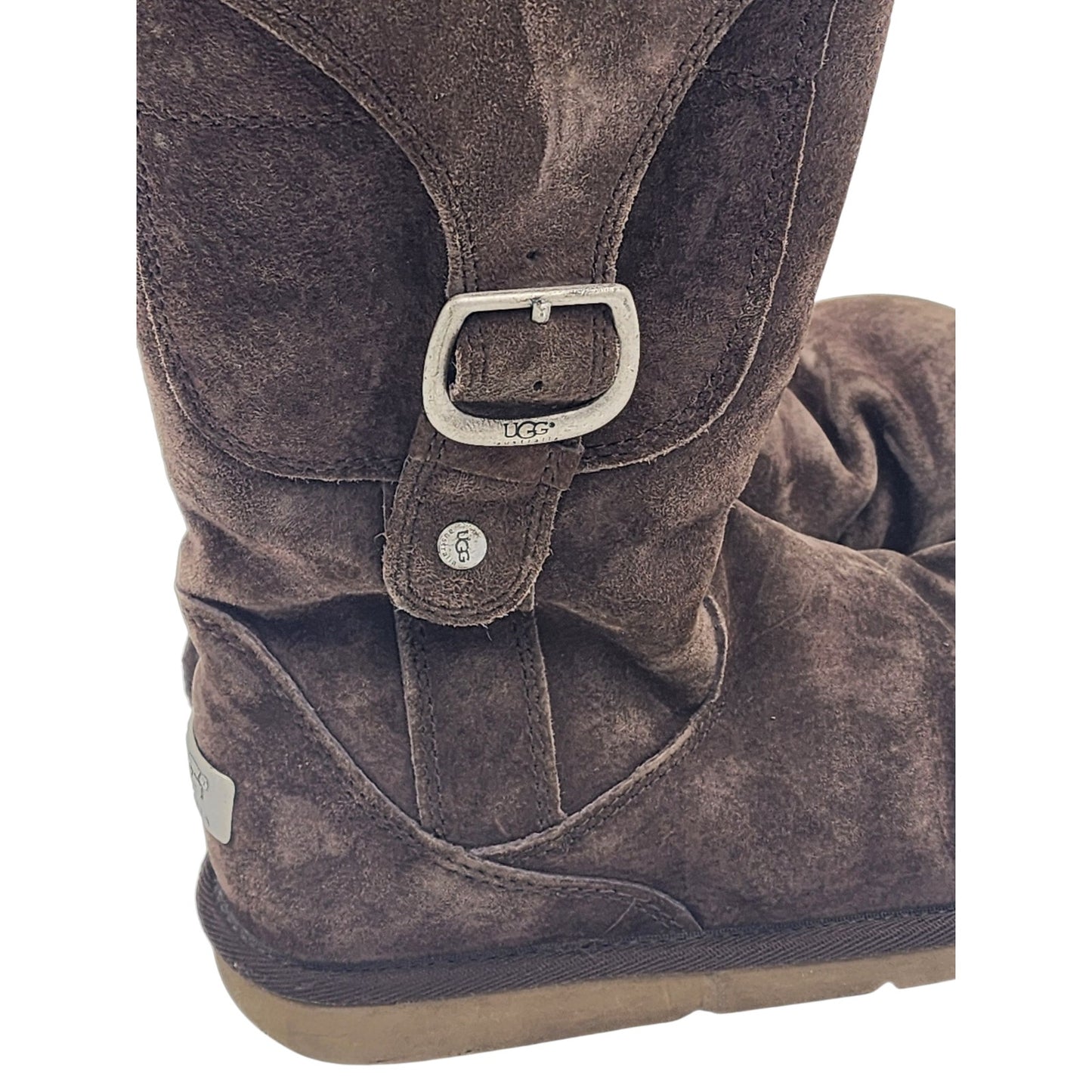UGG Winter Cargo Boots Womens 7 Suede Shearling Tall Buckle Zip Hiking 5132