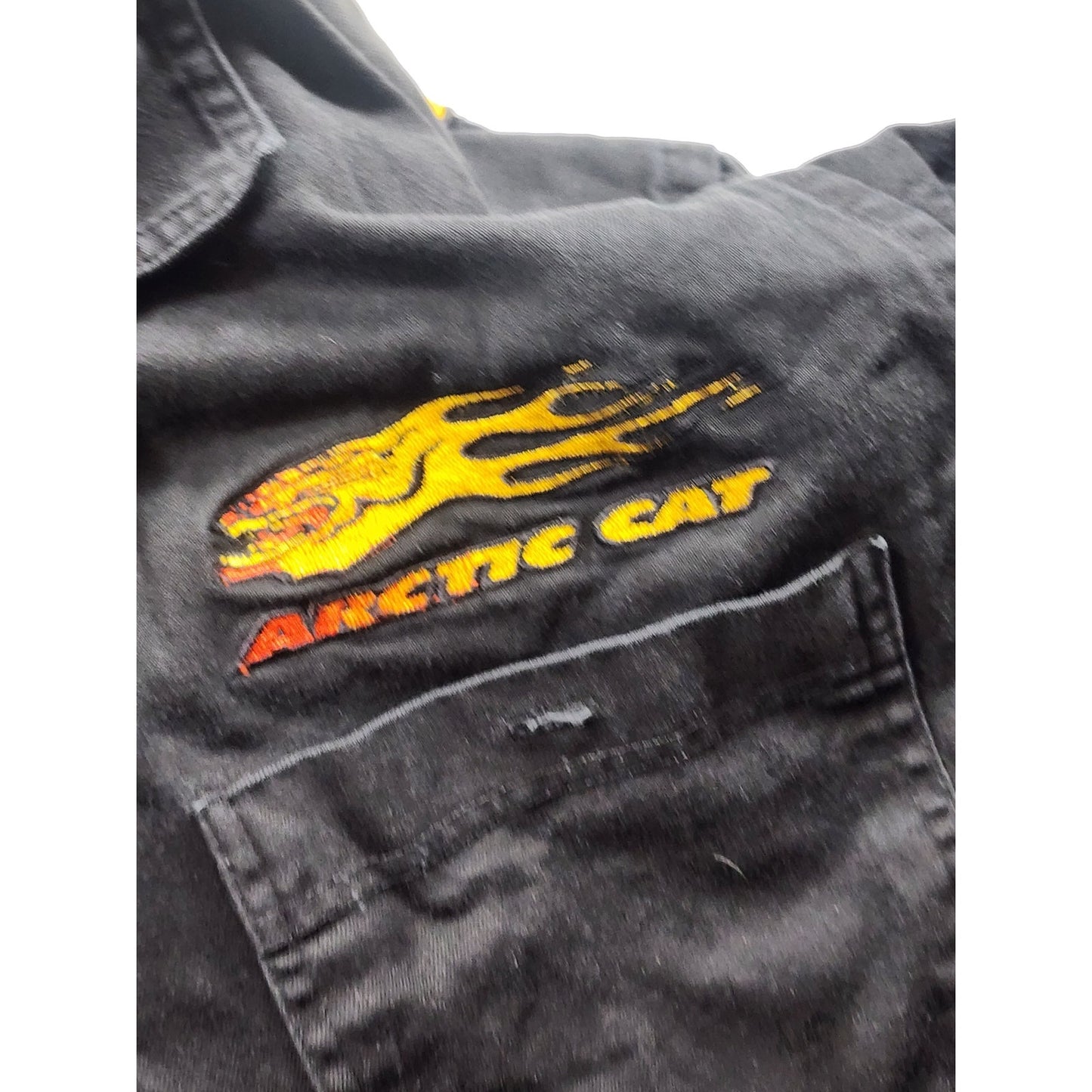 Vintage Arctic Cat Button Up Shirt Mens Large Flame Logo Snowmobile Racing Y2K