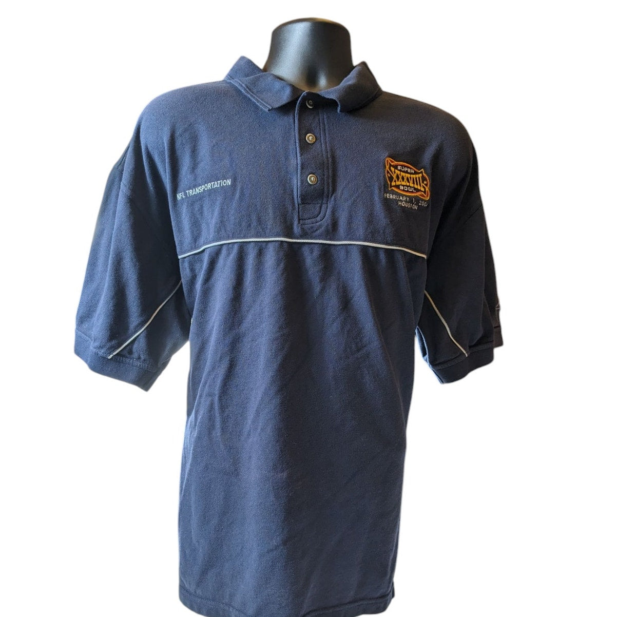 Reebok Golf Super Bowl XXXVIII Polo Shirt Mens XXL NFL Transportation Navy