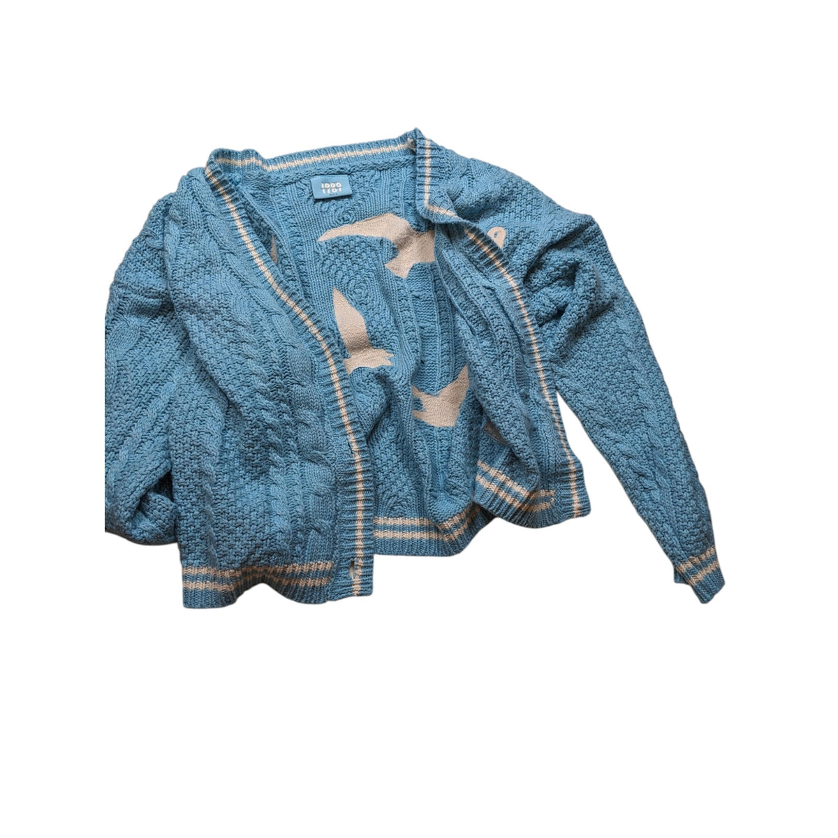 Taylor Swift 1989 Cardigan Womens Medium Large Blue Cable Knit Seagull Button