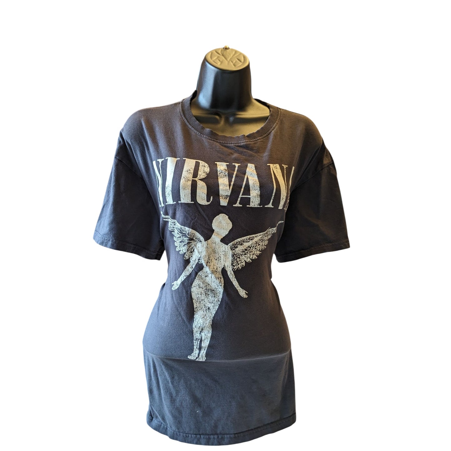 Nirvana Band Tee Women Small In Utero Tour Top Black Graphic Grunge Rock T Shirt