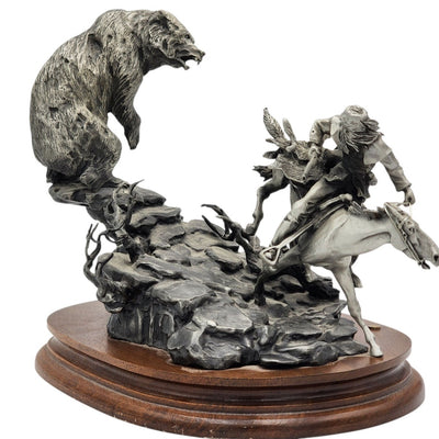 Chilmark Pewter Bear Meet Sculpture Star Liana York 1984 Limited Western 9"