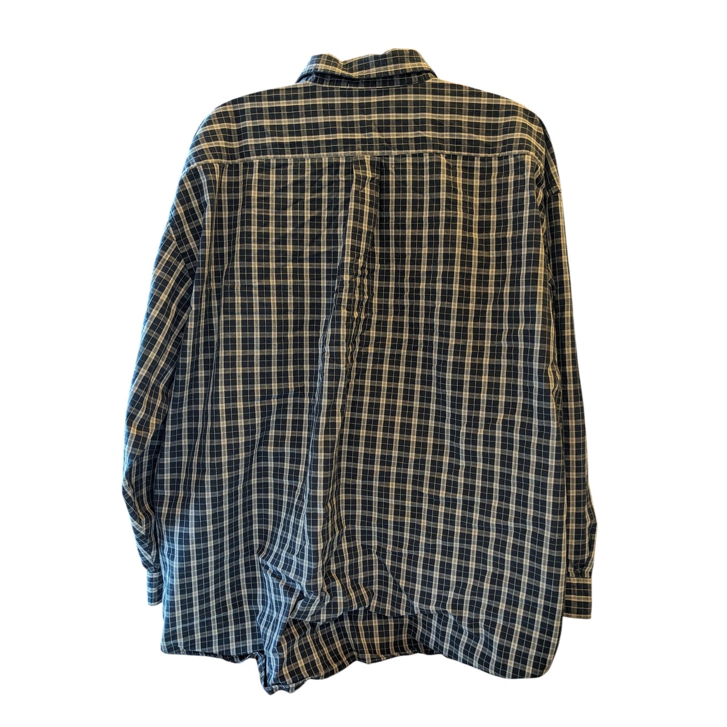 Van Heusen Studio Shirt Mens 3XLT Button Up Long Sleeve Cotton Plaid Blue Gray