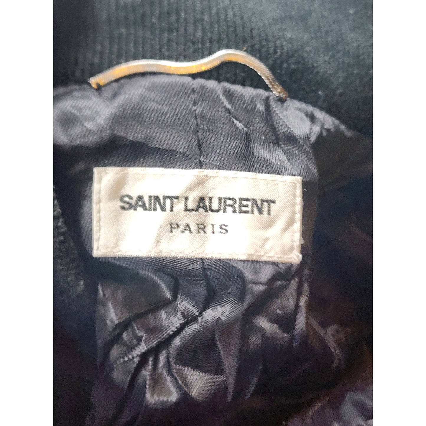 Saint Laurent Teddy Jacket Mens 52 Large Bomber Ribbed Collar Italy Paris Snap