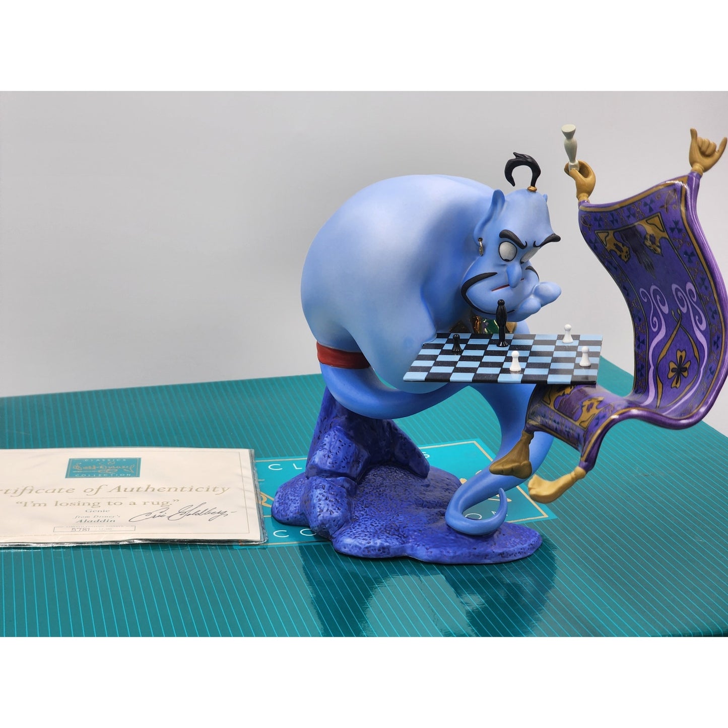 WDCC Aladdin Genie Chess Figurine I’m Losing to a Rug Figure LE Retired COA Box
