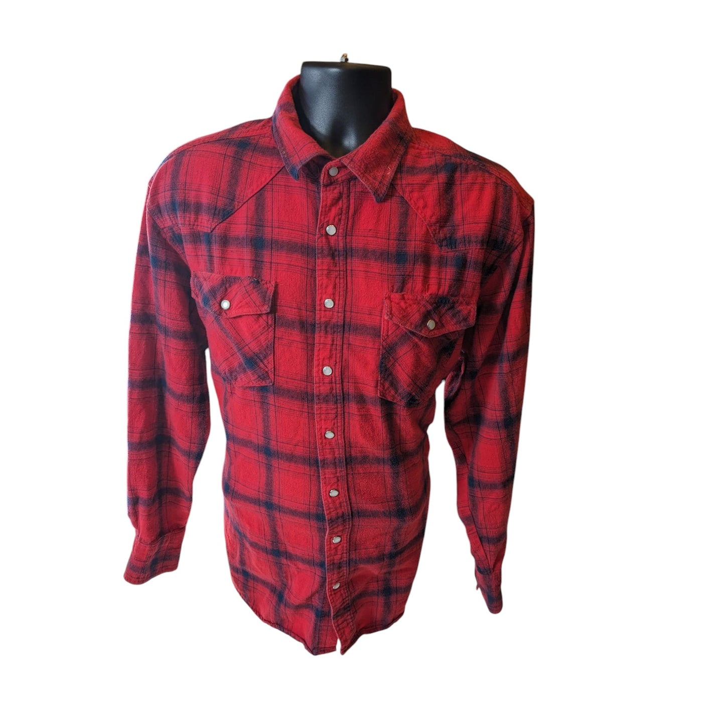 Roper Shirt Men XL Red Plaid Flannel Long Sleeve Western Snap Cowboy Rodeo Ranch