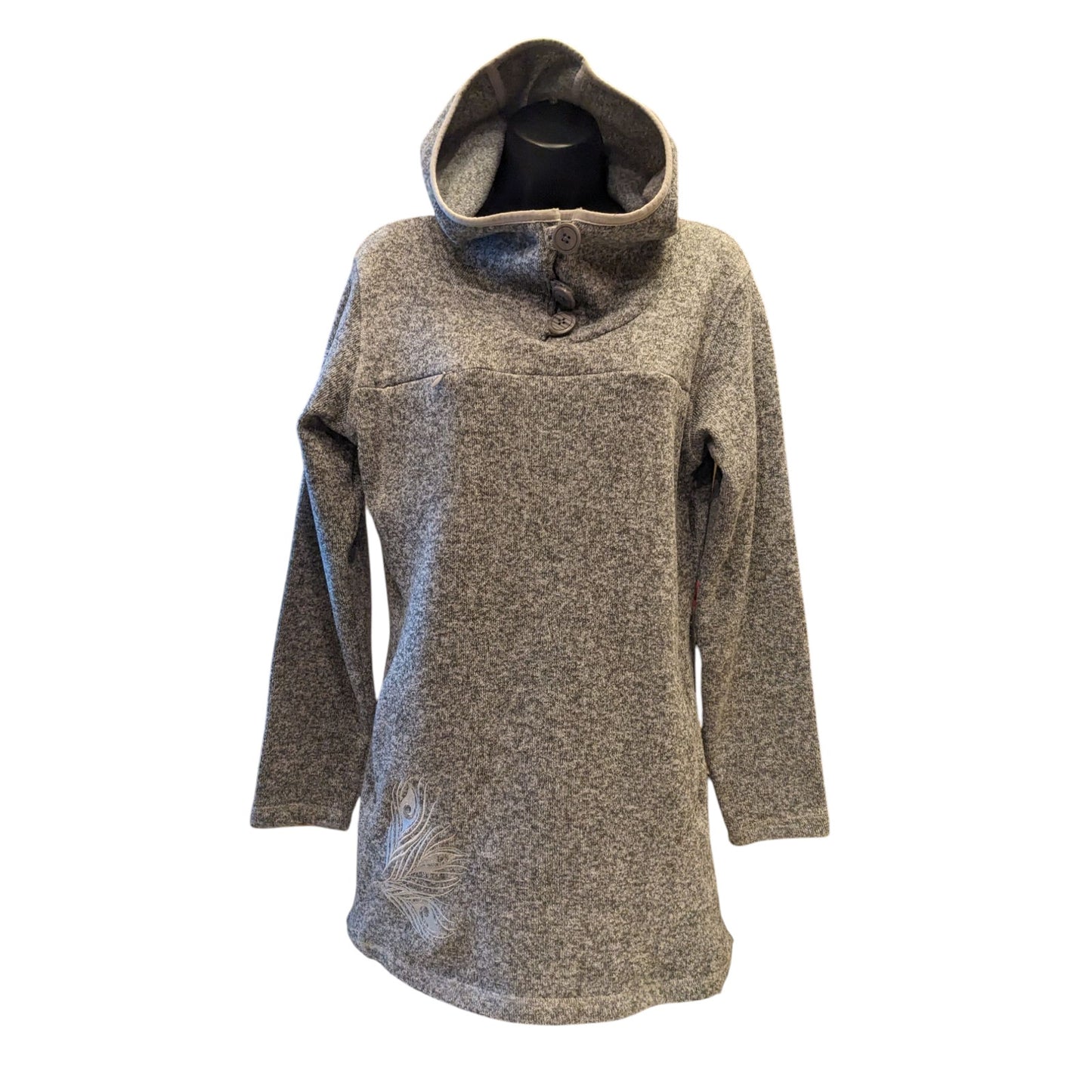 Cabelas Hoodie Tunic Sweater Womens Medium Funnel Neck Pullover Embroidered Cozy