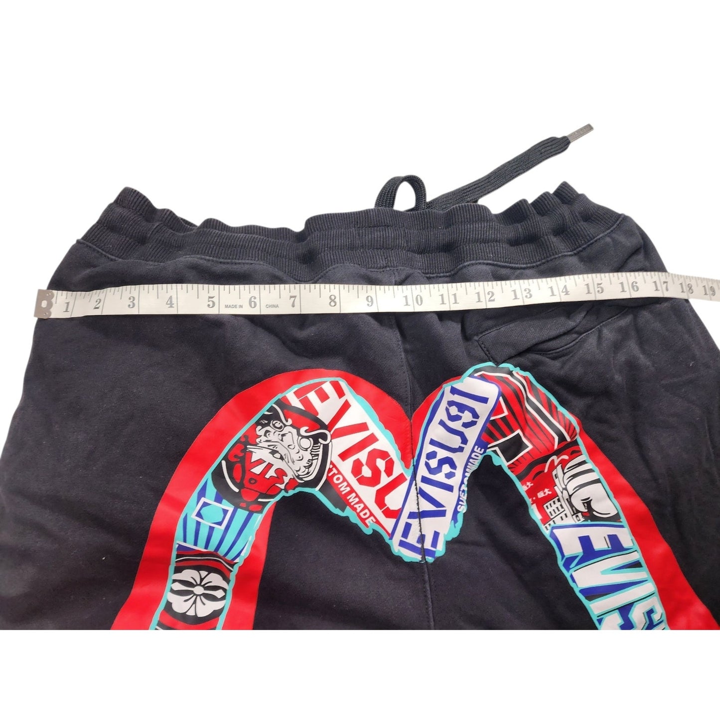 EVISU Heritage Custom XL Sweatpants Red Daicock Graphic Logo Streetwear Joggers