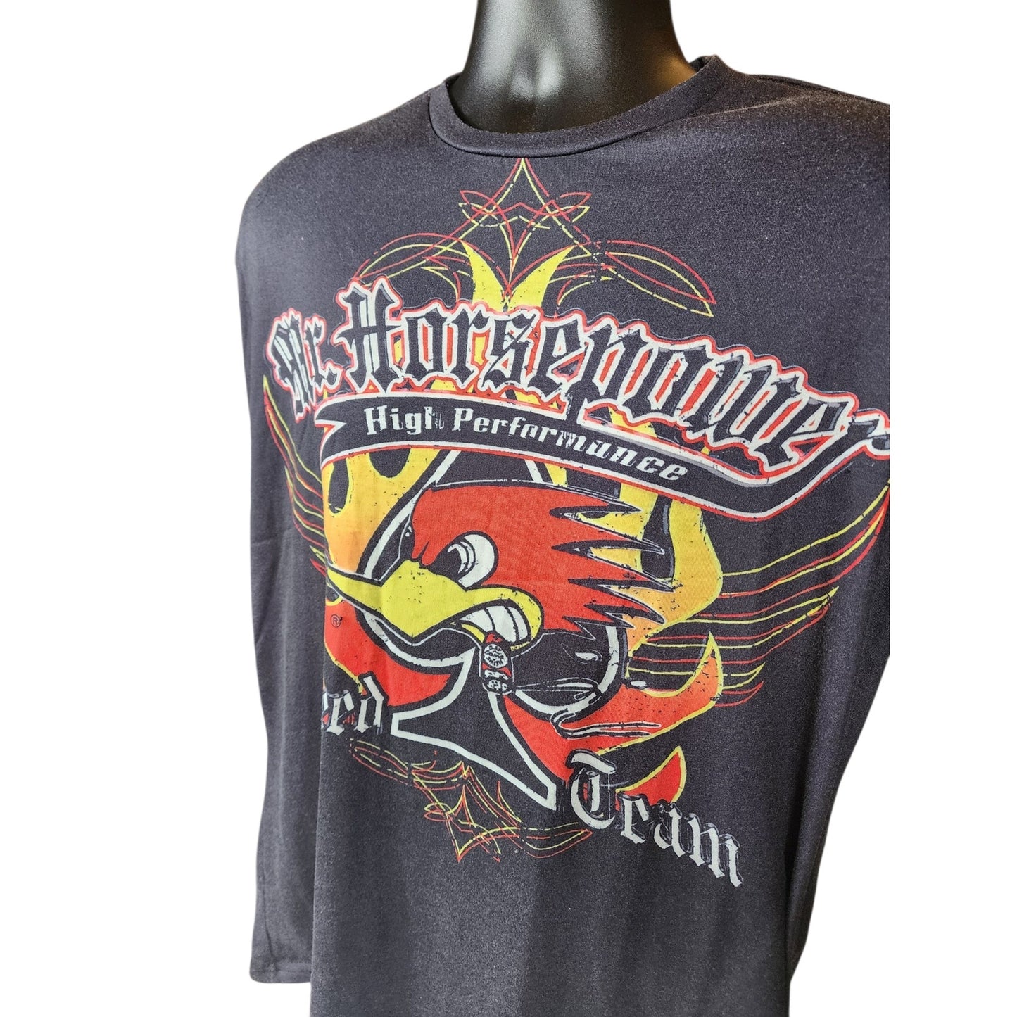 Mr Horsepower Speed Team Graphic T Shirt Mens Large Womens XL Flame Hot Rod Y2K