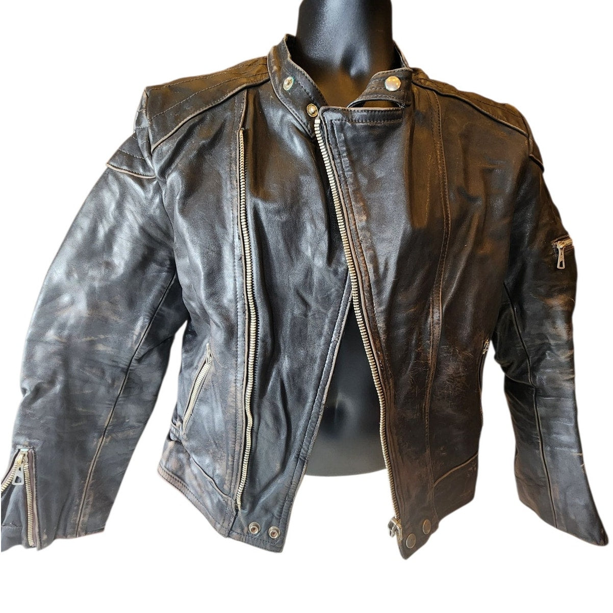 Vintage Harro Biker Jacket Women Small Men XS Youth XL Motorcycle Leather Cafe