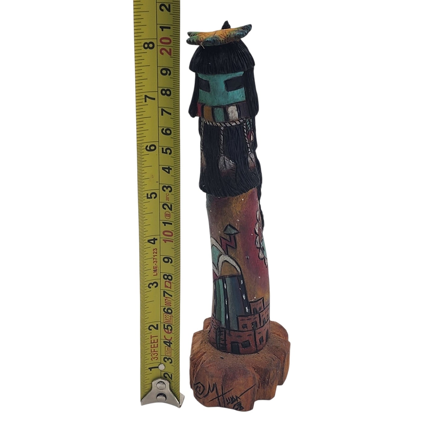 Kachina Long Hair Katsina Signed M. Huma Tewa Hopi First Mesa Native American 8"