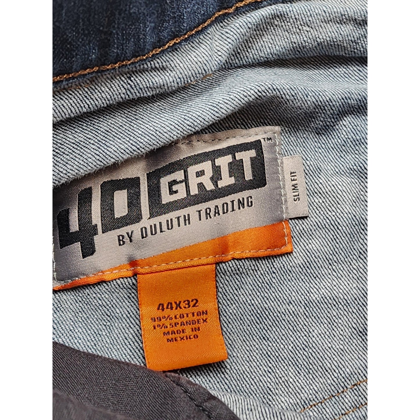 Duluth Trading 40 Grit Work Jeans Men 44x32 Slim Fit Carpenter Denim Pant Rugged