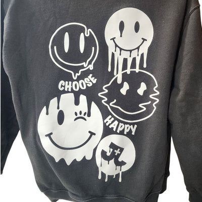 Jo+Jax Presley Choose Happy Sweatshirt XS Oversized XL Smiley Faces Street Dance