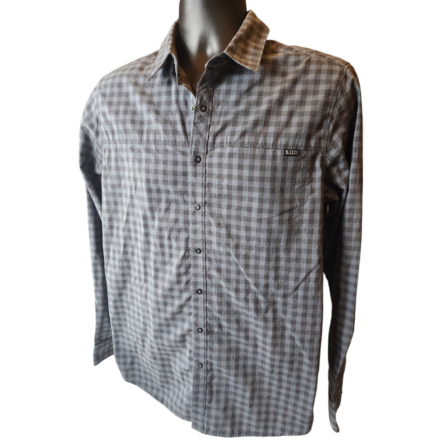 5.11 Tactical Mens Small Gray Plaid Long Sleeve Shirt Outdoor Hiking Casual