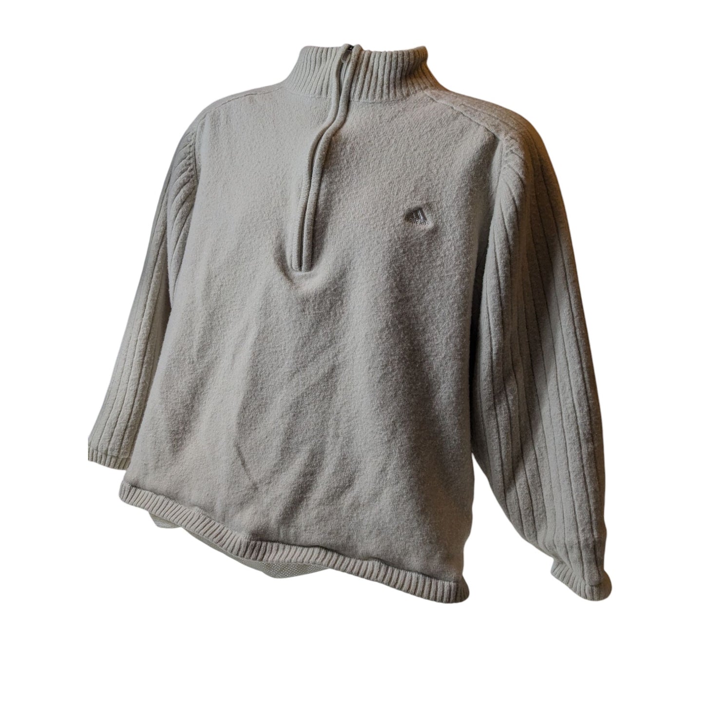 Adidas Fleece Sweater Mens Large Ribbed Knit Pullover Athleisure Sweatshirt Mesh