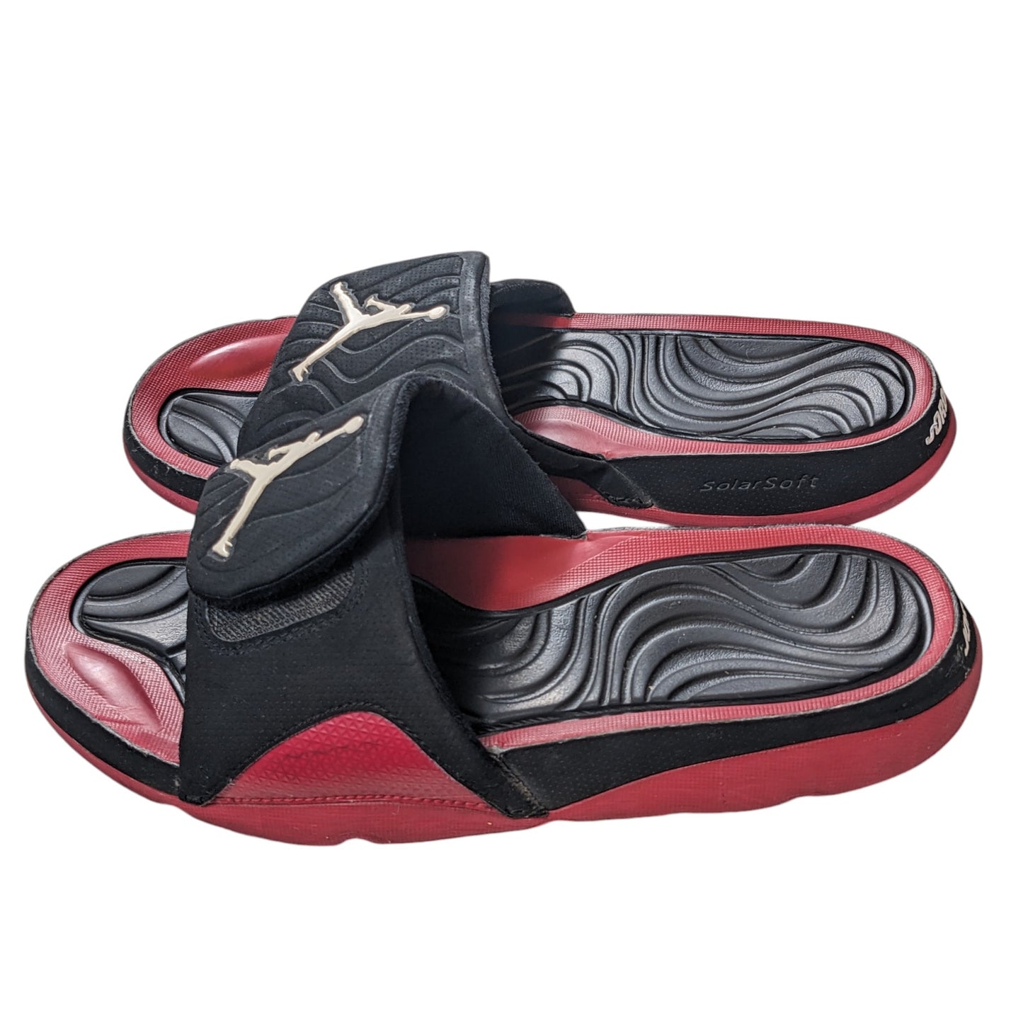 Nike Air Jordan Slides Sandals Mens 8 Black Red Adjust Strap Summer 705163-001