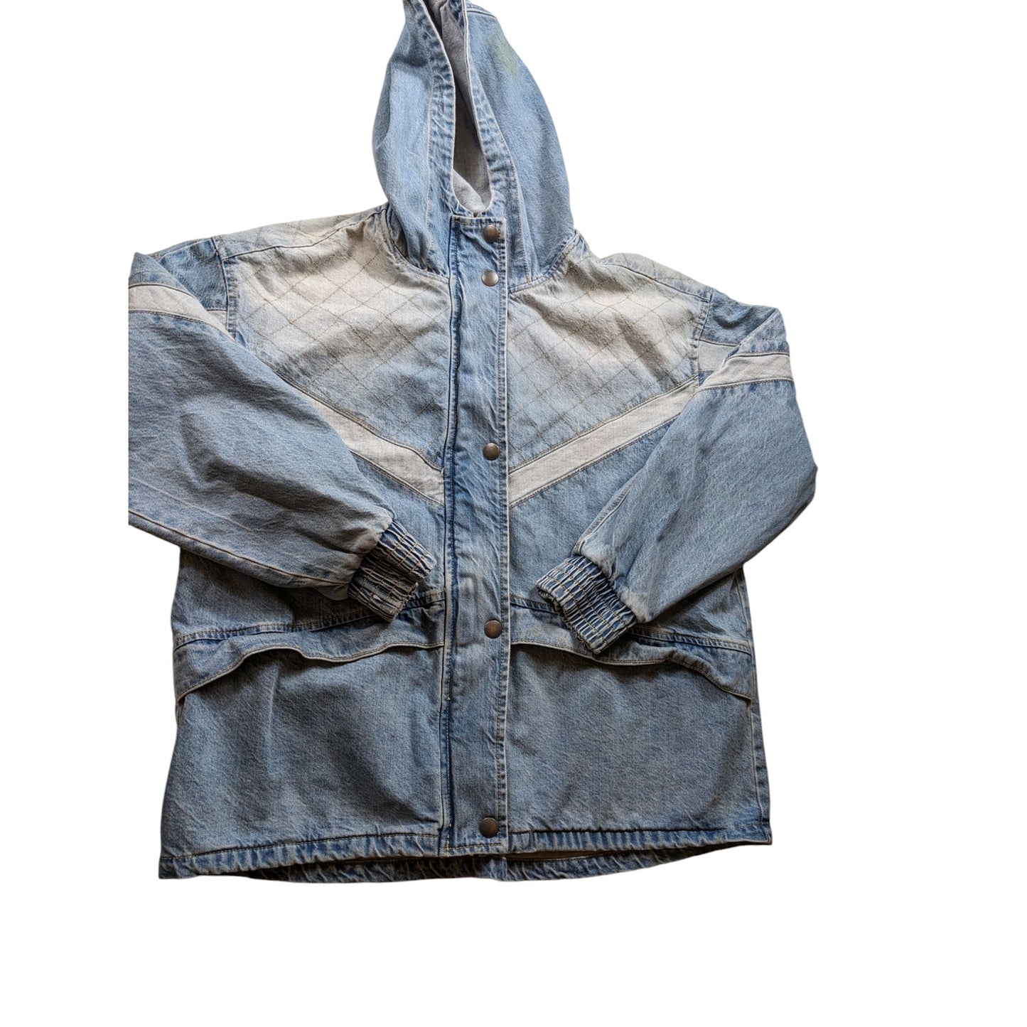 Vintage American Eagle Outfitter Womens Medium Denim Hooded Jean Jacket Quilted