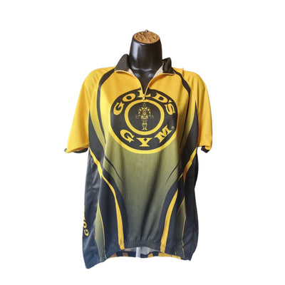 Golds Gym Cycling Jersey Mens Large Half Zip Short Sleeve Fitness Bodybuilding