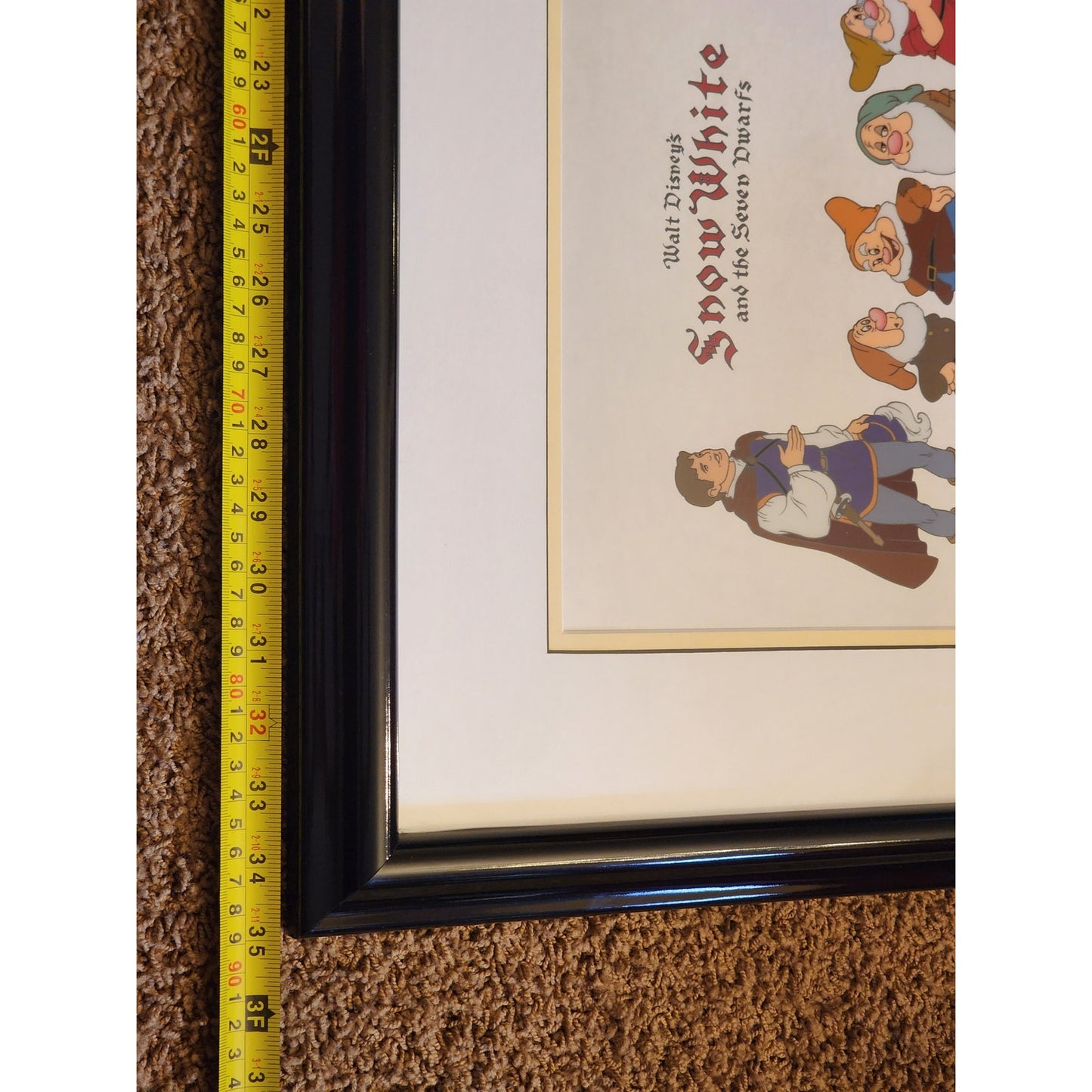 Disney Sericel Snow White Seven Dwarf Cast of Characters COA Tag LE Framed 35x18
