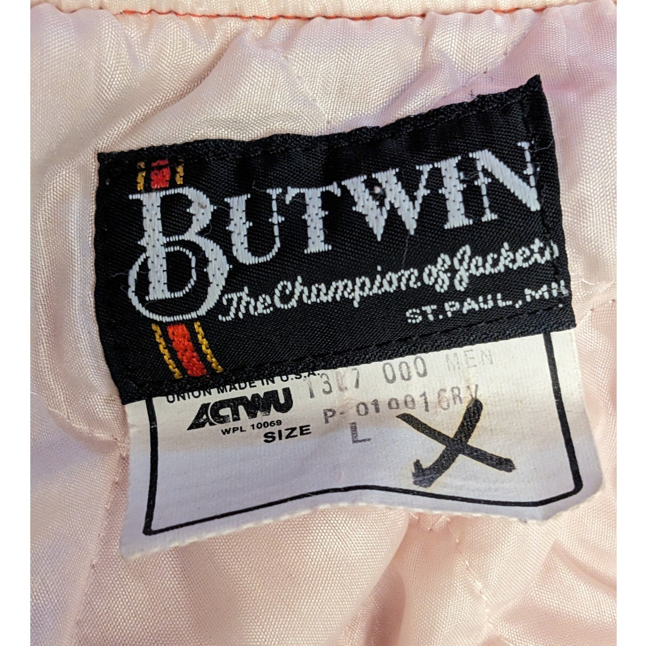 Vintage Butwin Red Satin Varsity Jacket Adult Large USA Snap Front Preppy