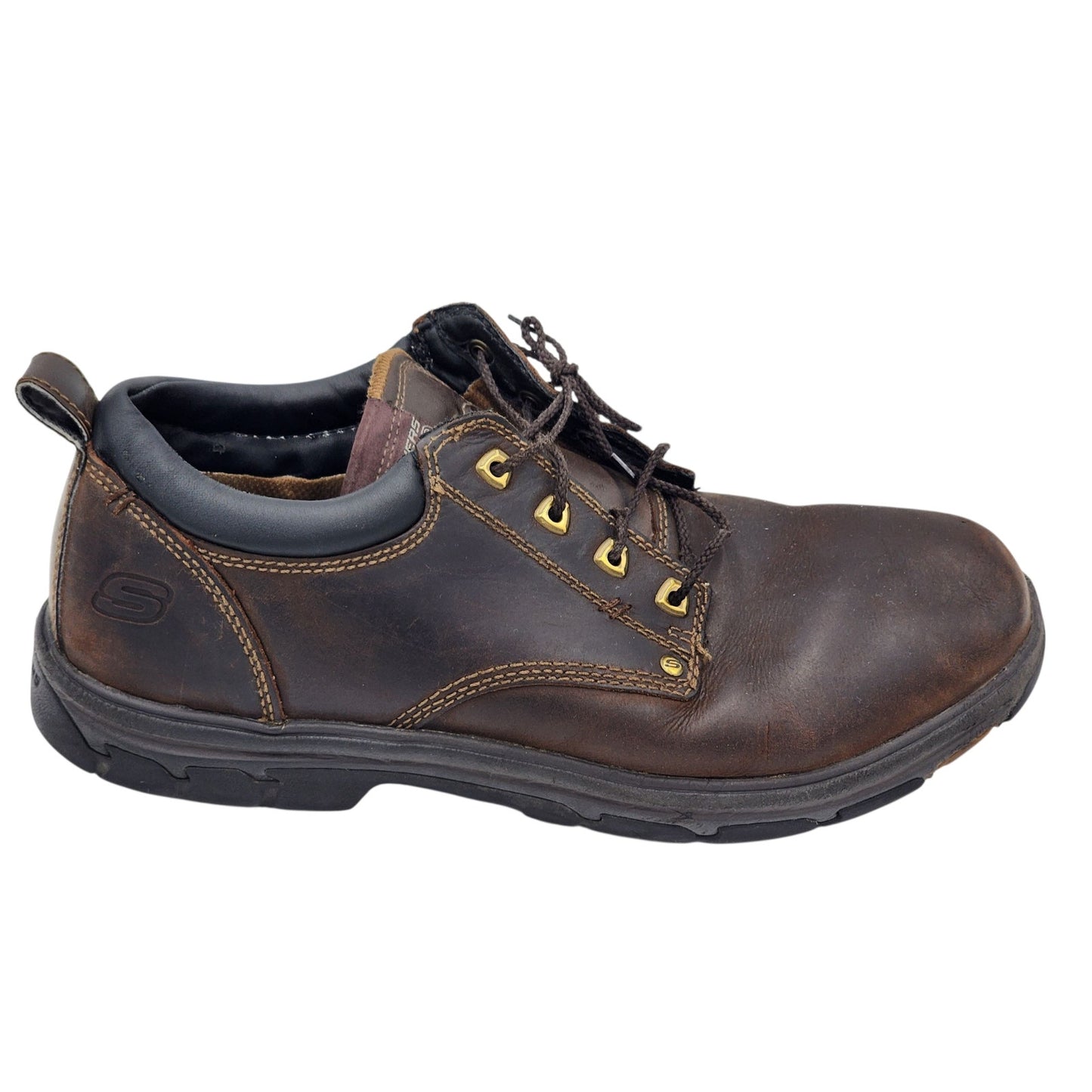 Skechers Shoes Mens 13 Relaxed Fit Oxford Leather Lace Up Grip Memory Foam 64260